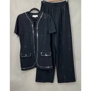 B142 St. John Pants Suit Santana Knit Womens 8 Old Money First Lady Jackie O